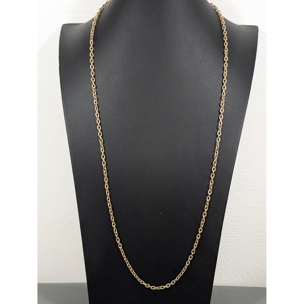 Vintage Sarah Coventry‎ Gold Tone Textured Oval Link Chain Necklace 32"
